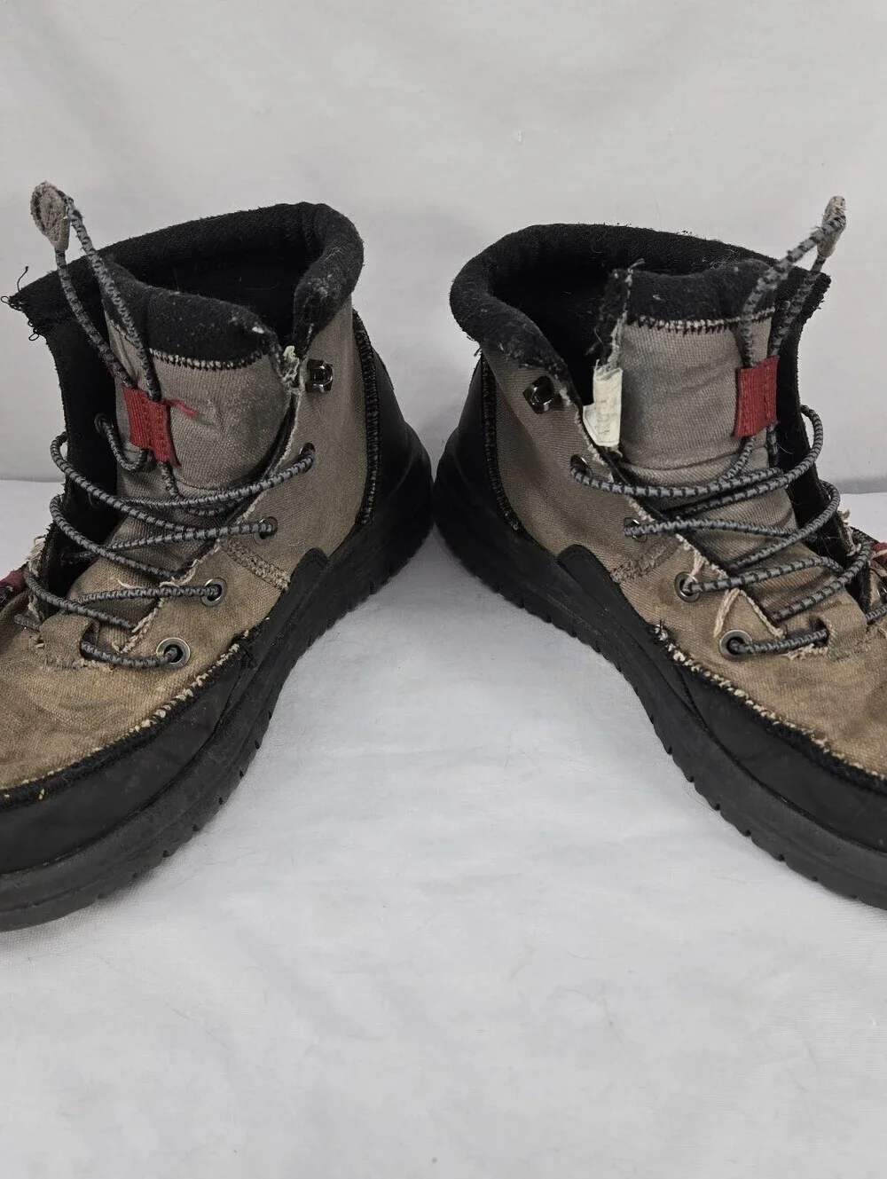 Hey Dude Men's Bradley Waxed Canvas Gray Ankle Boots Size 9 Lace VG Condition